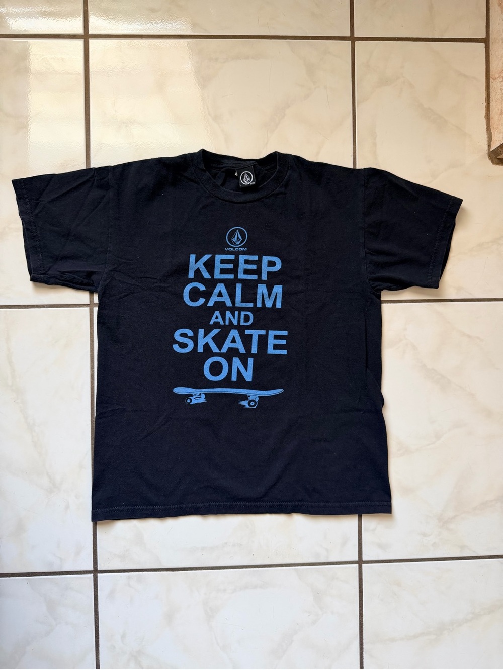 Volcom kids  Keep Calm and Skate On Graphic Tee - Black/Blue
